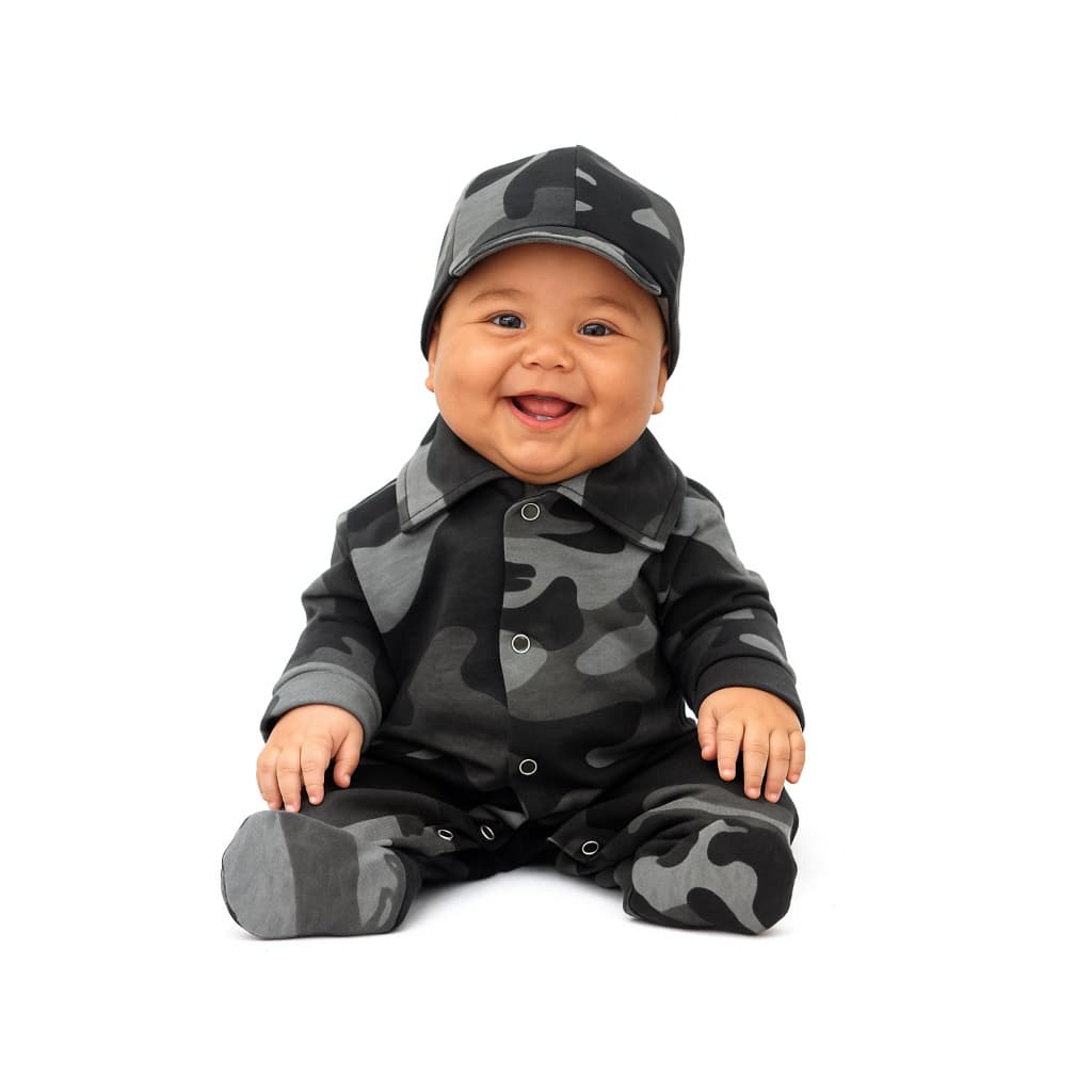 Macacão com Boné Bebê Camuflado Urbano