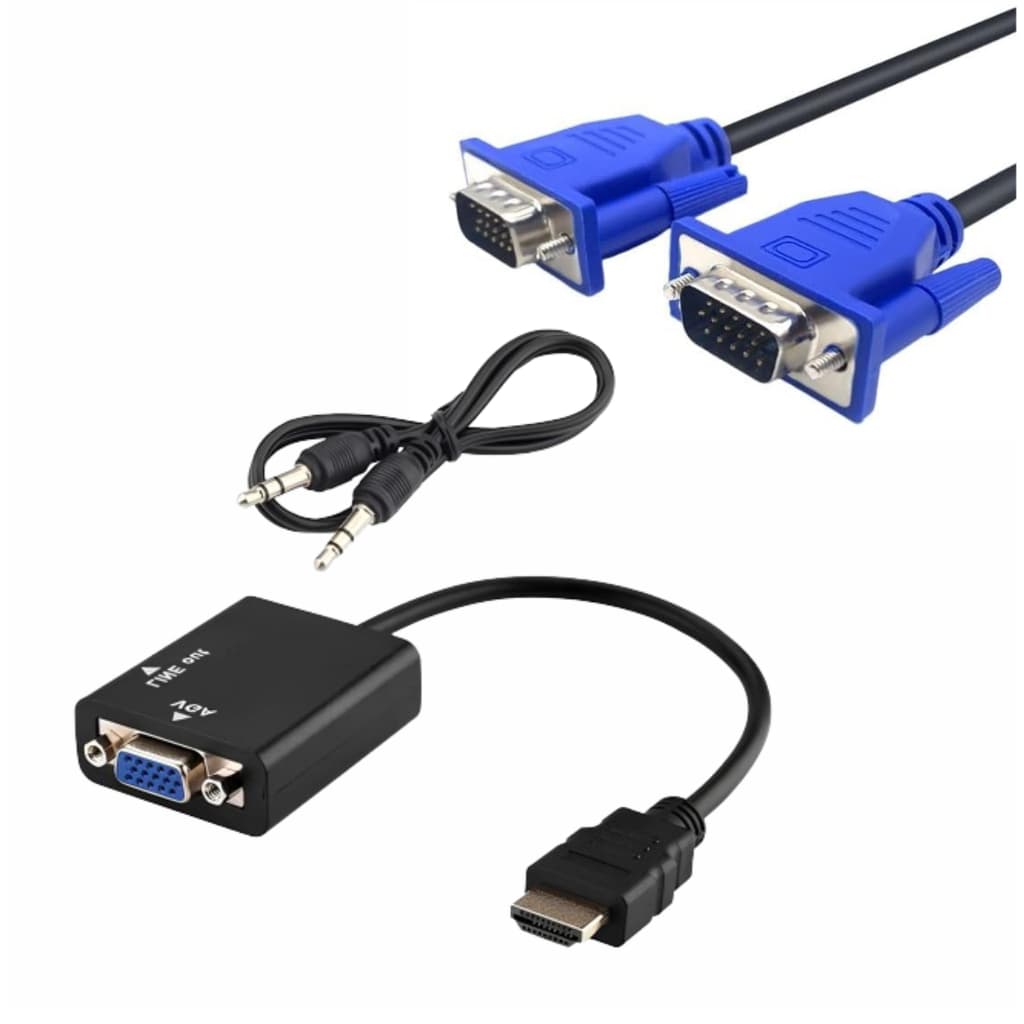 Adaptador De Vídeo Hdmi Macho Para Vga Femea Com Cabo Vga 1.5 Metros Nfe
