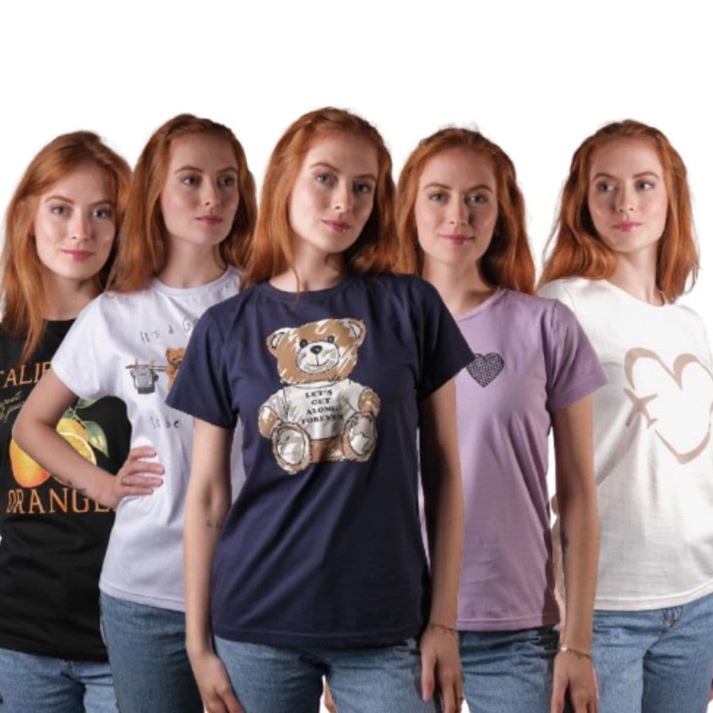 Kit 5 T-shirt Feminina Blusa Baby Look Camisetas