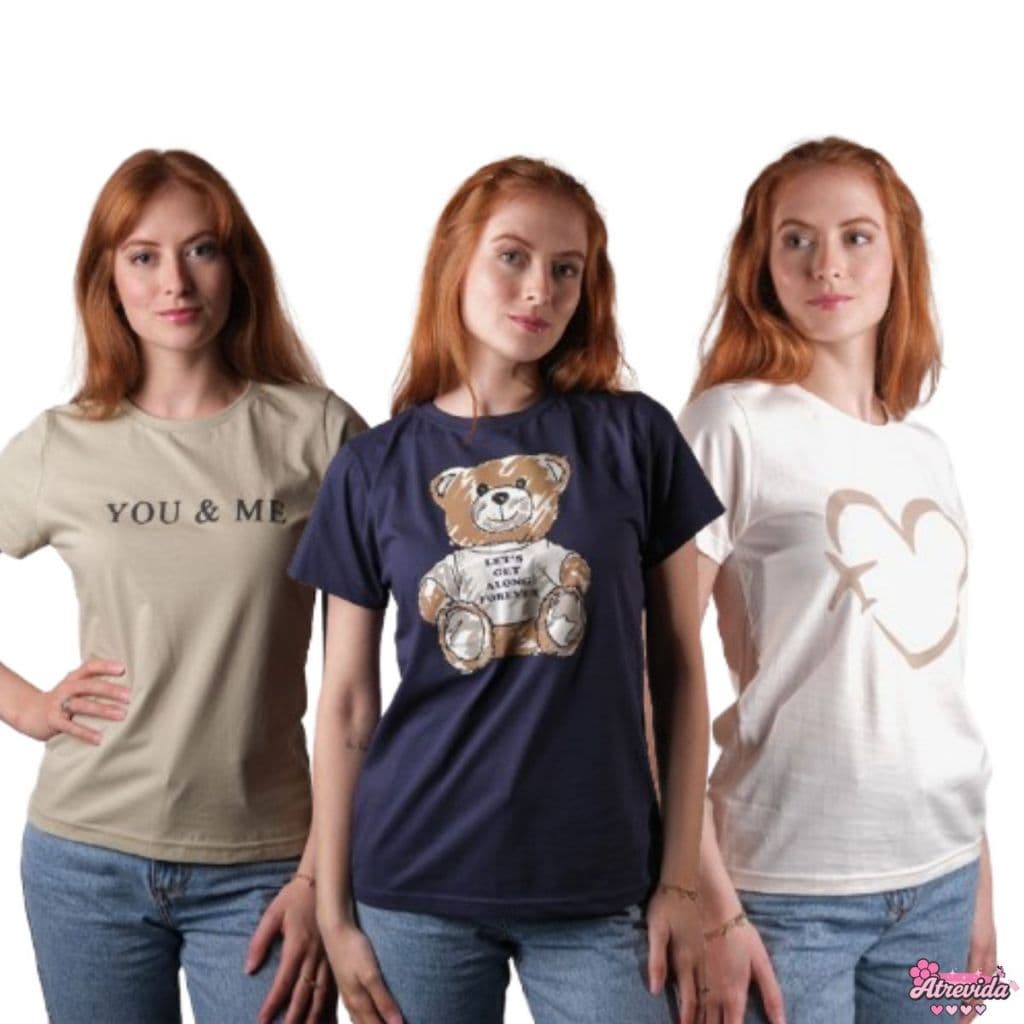KIT 10 / 5 e 3 Camiseta Feminina camisetas blusa blusas T-shirts Babylook