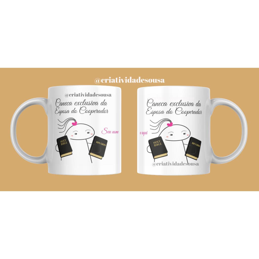 Caneca Esposa Cooperador Personalizada com Nome – Presente Evangélico Igreja