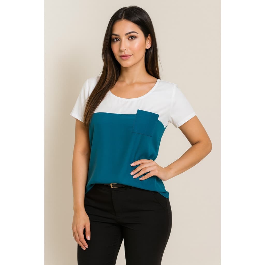 Blusinha Feminina Com Bolso Duas Cores
