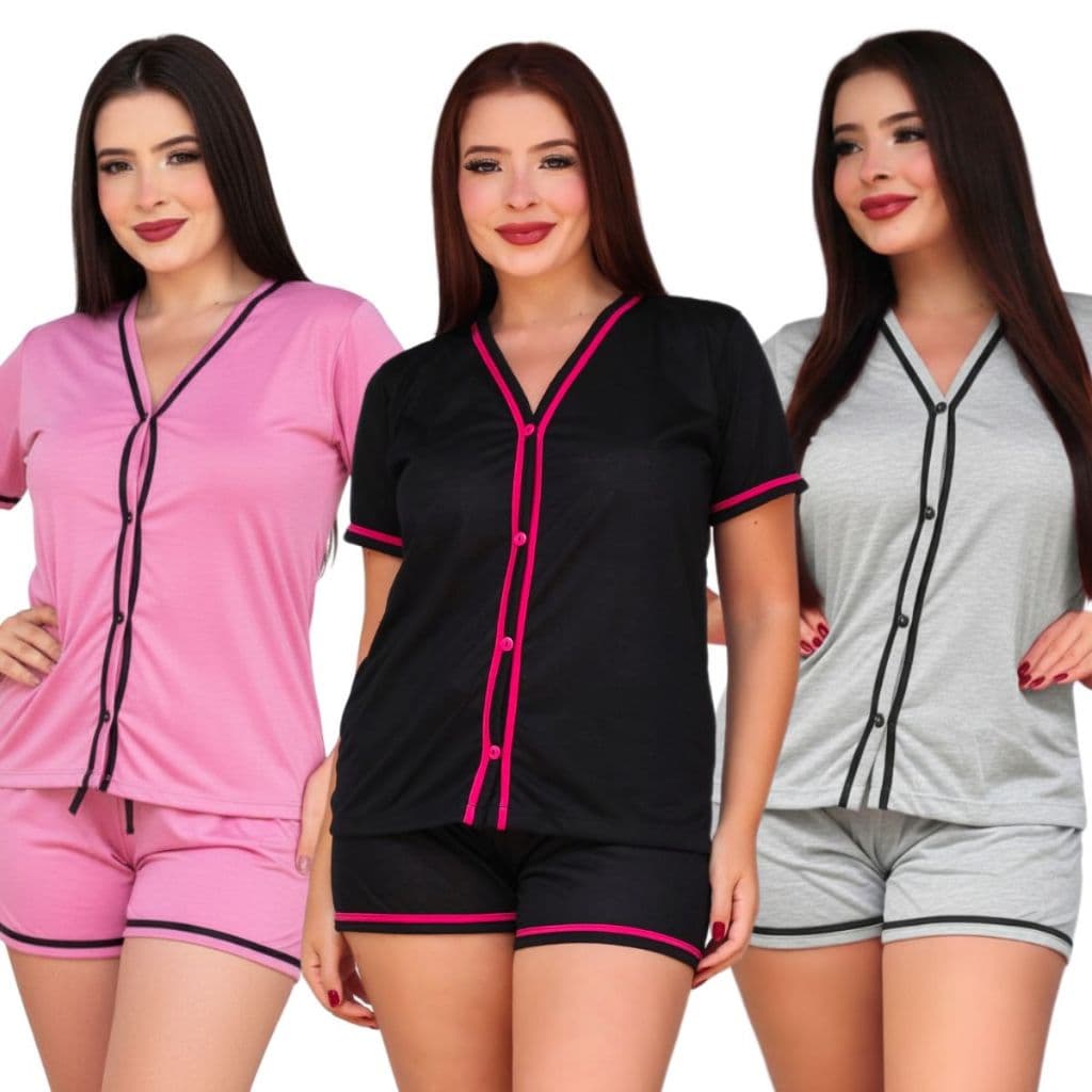 Baby Doll Feminino Blogueirinha / Baby Doll Americano / Pijama de Botão