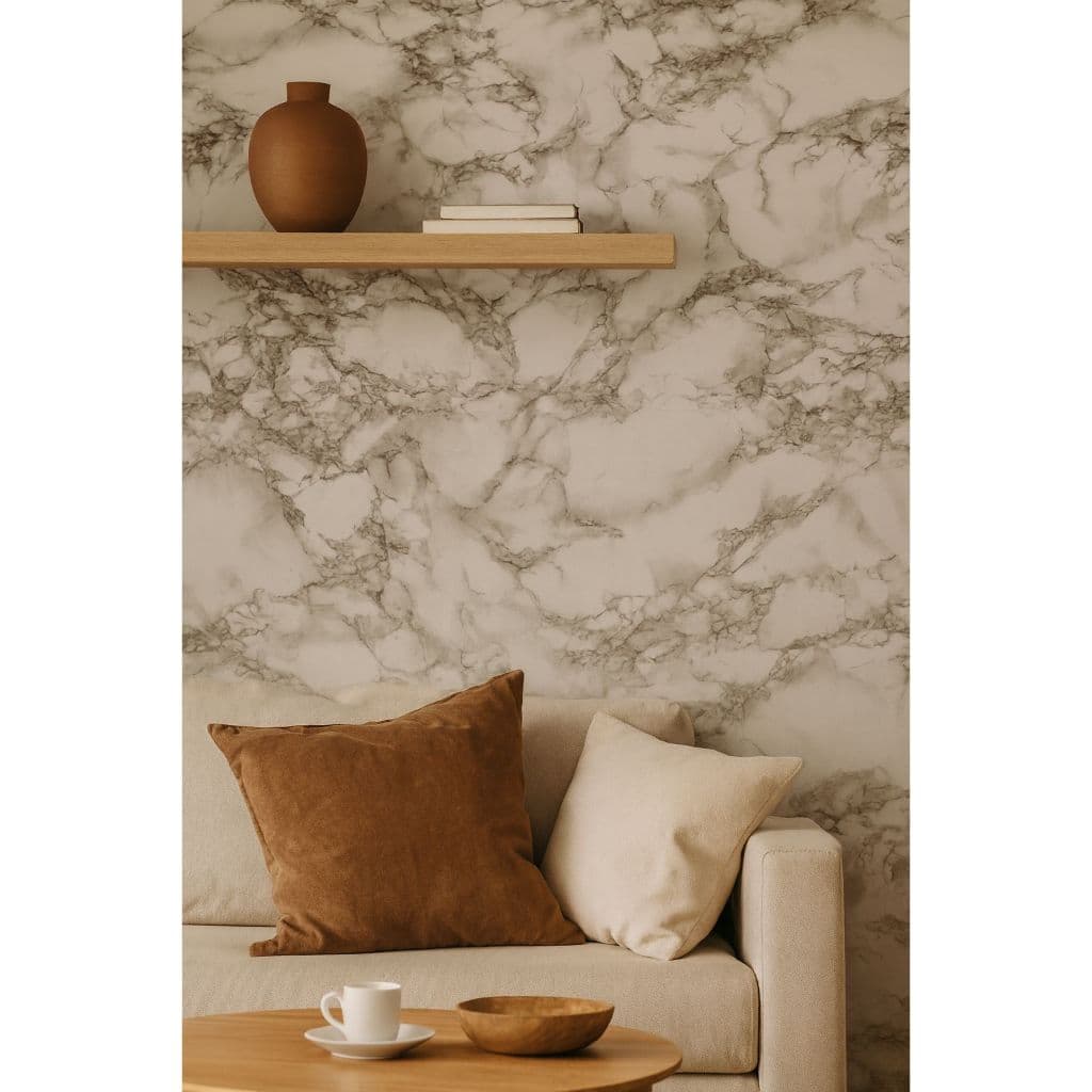 Papel De Parede Autoadesivo 5M X 45CM Marmorizado Preto e Branco Decorativo Casa Quarto Cozinha
