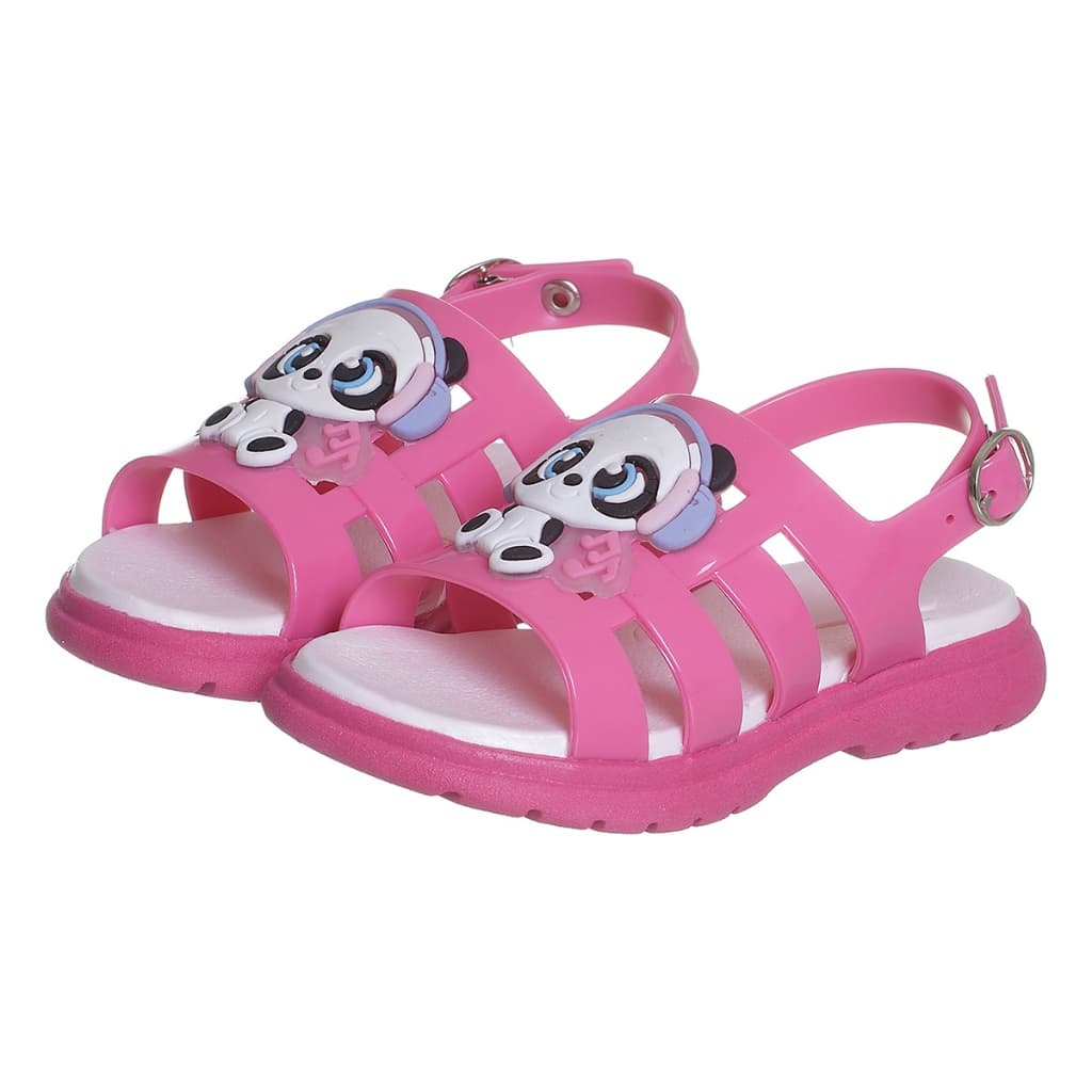 Sandalia de Borracha Infantil Menina Enfeite Panda  Chique Top