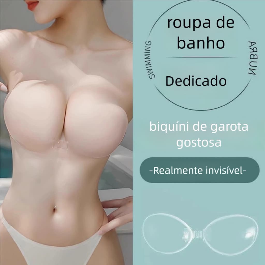 Enchimento de Sutiã de Silicone Invisível – Almofada de Busto Reutilizável, Macia e Natural