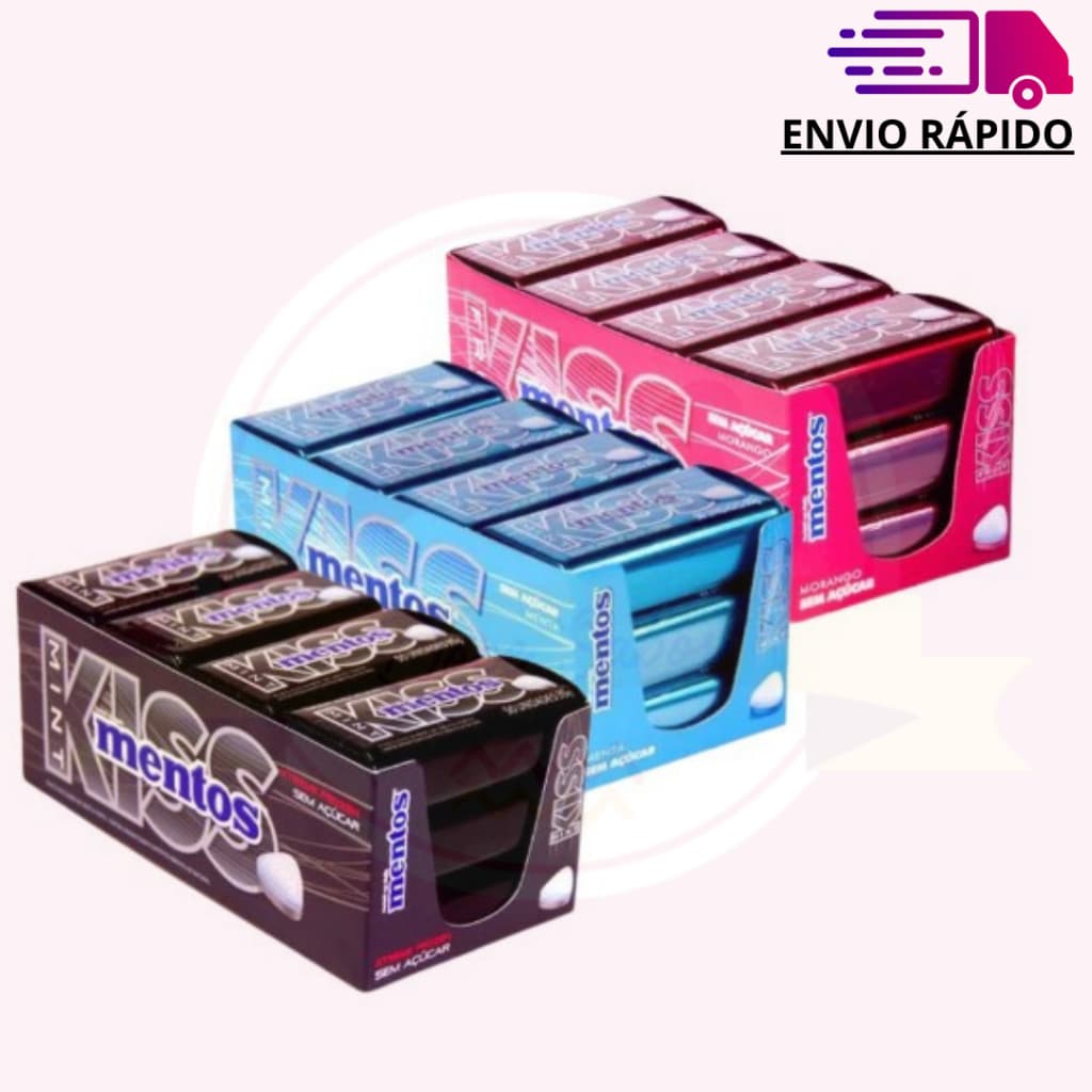 Bala Pastilha Mentos Kiss 35g Caixa 12 Latinhas Perfetti - Escolha o Sabor
