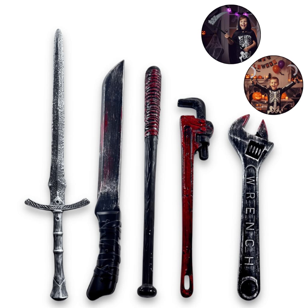Brinquedo Halloween Espada Facão Bastão Chave de Grifo Foice e Chave de Boca / Fantasia Halloween
