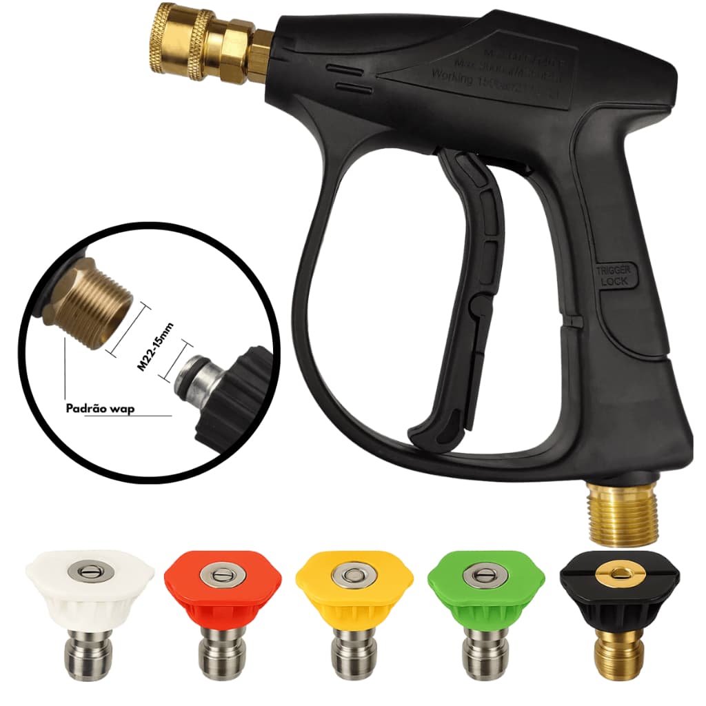 Pistola Gatilho Curto Alta Pressão Compatível com Lavadora WAP 4100 / Excellent / Bravo – 5 Bicos