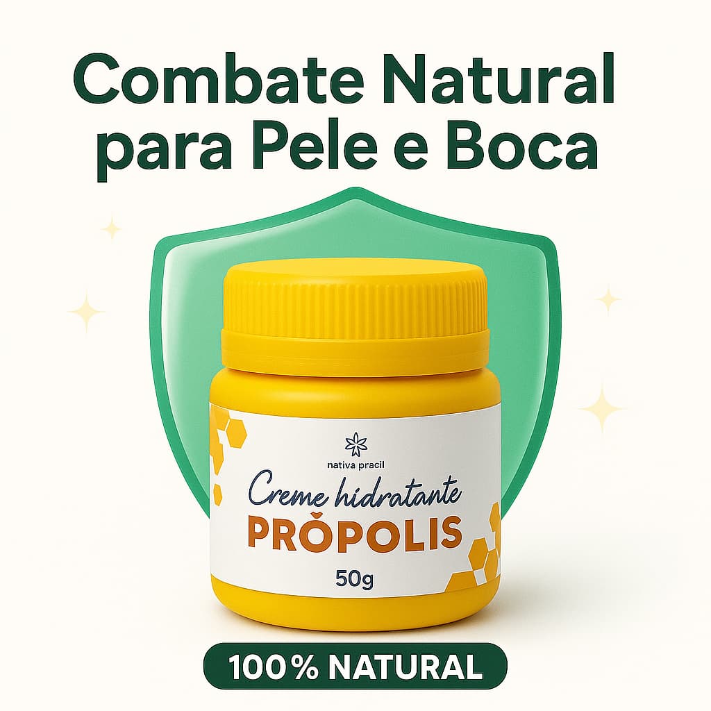 Creme Hidratante de Própolis Proteção Total para Pele, Feridas, Aftas e Inflamações Acne Herpes