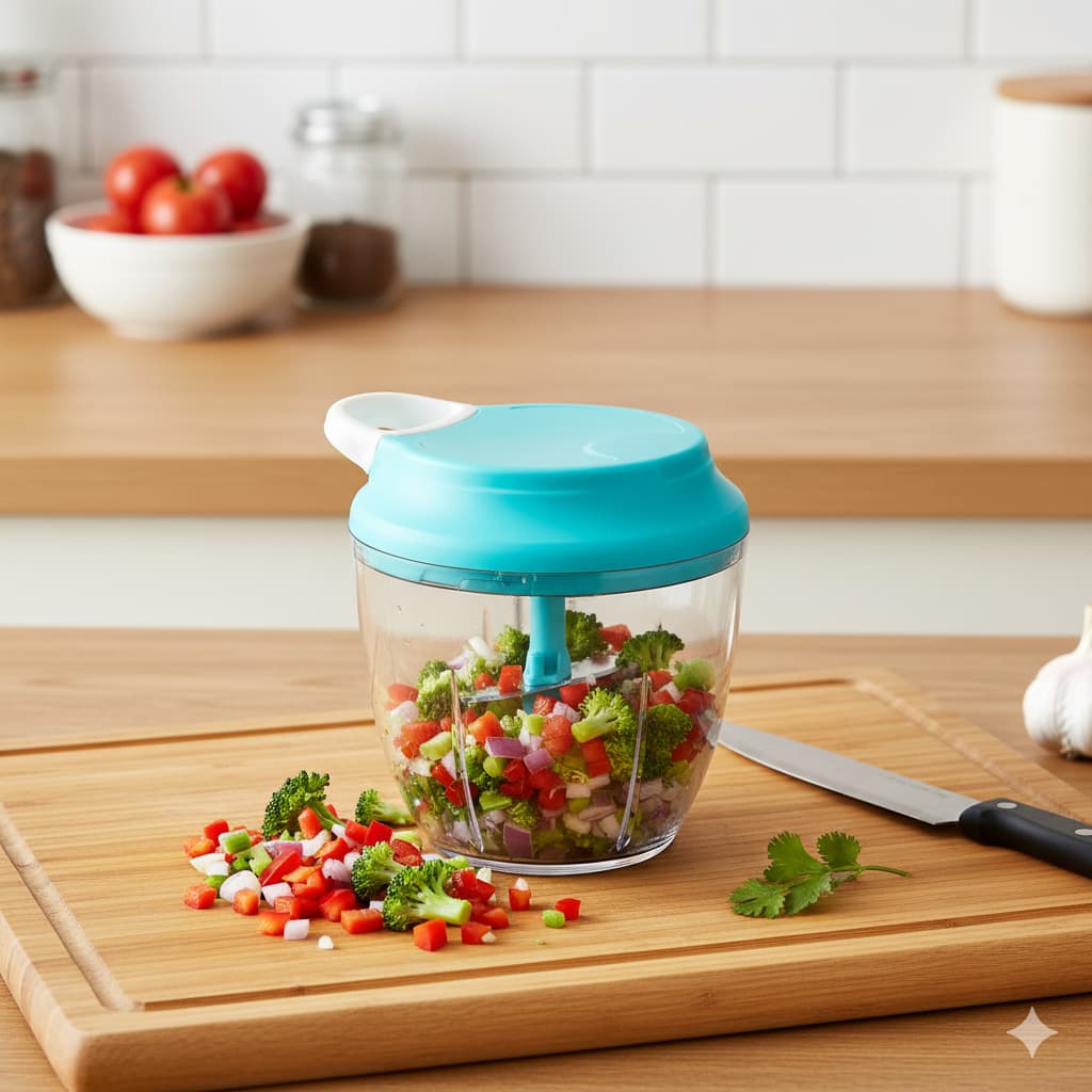 Processador Manual 900ml 5 Lâminas Indispensável, Praticidade Máxima em Poucos Segundos