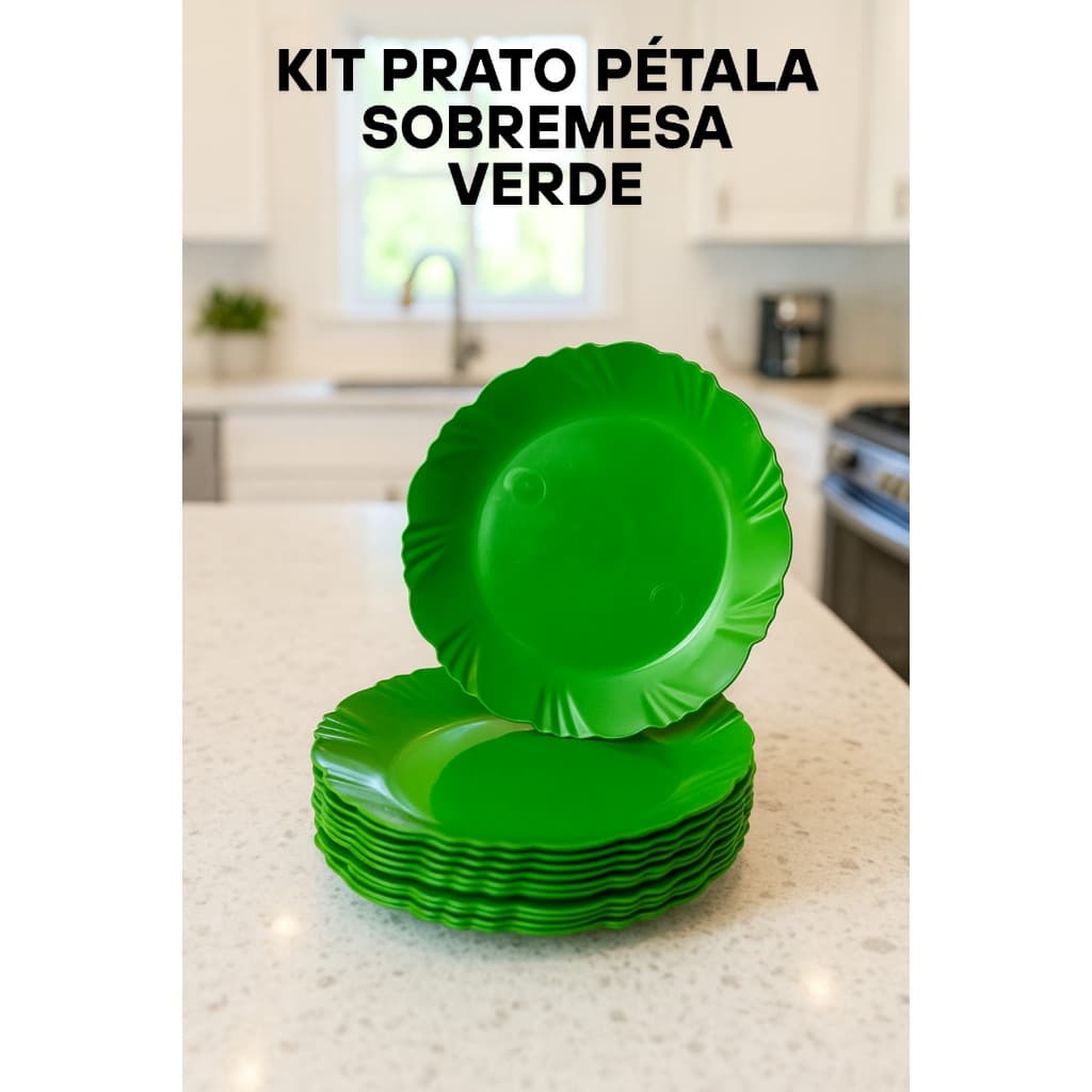 Kit 50/100 Pratinhos de Sobremesa Redondo Pétala Verde Plástico Eventos Café Doces Comemorações