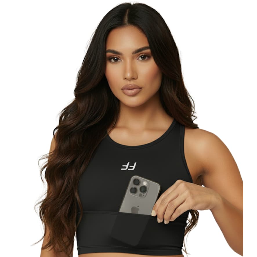 Top Cropped Feminino com Bolso e Bojo Removível para Academia Corrida Esportivo