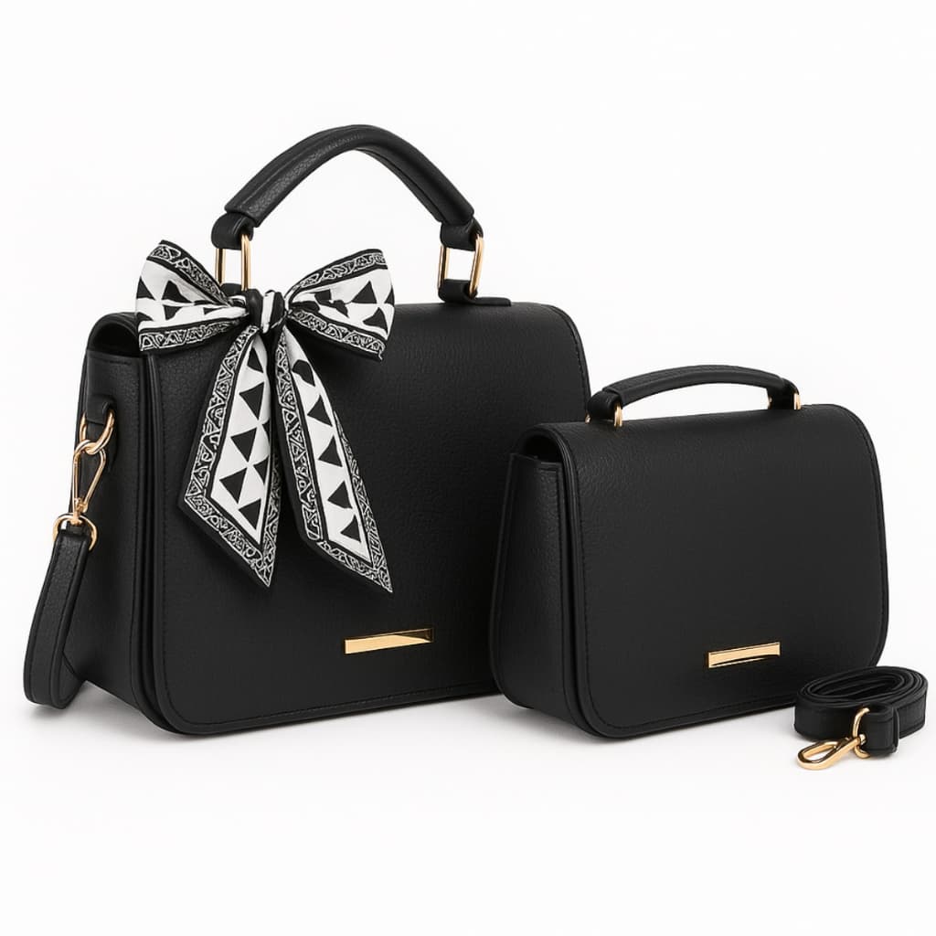 Kit 2 Bolsa Transversal Feminina Com Alça De Ombro Couro PU + Lenço Casual Pequena Mulher Presente Mãe Namorada Premium