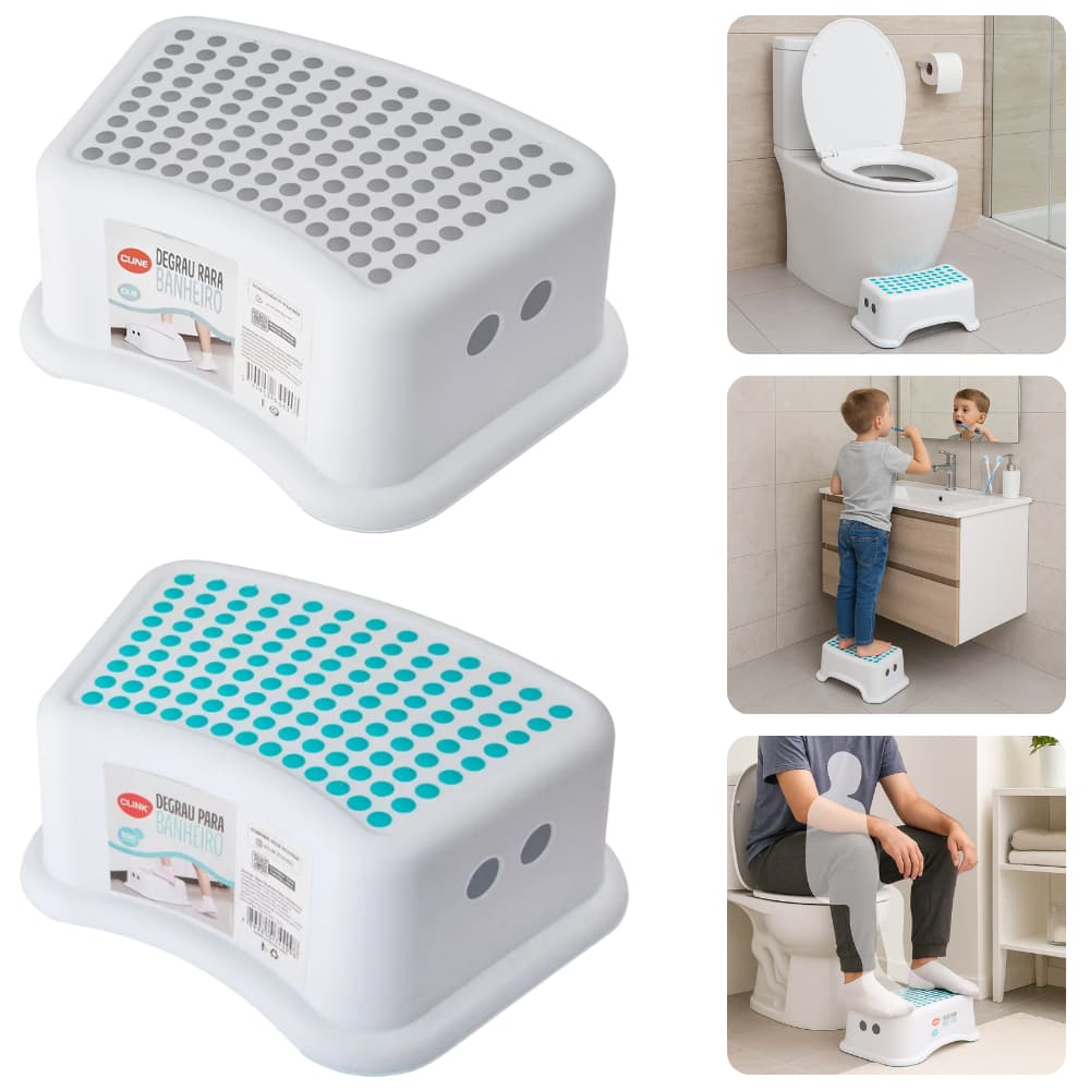Degrau Banheiro Infantil Antiderrapante Banquinho Auxiliar Pés Vaso Sanitário Adulto Escadinha