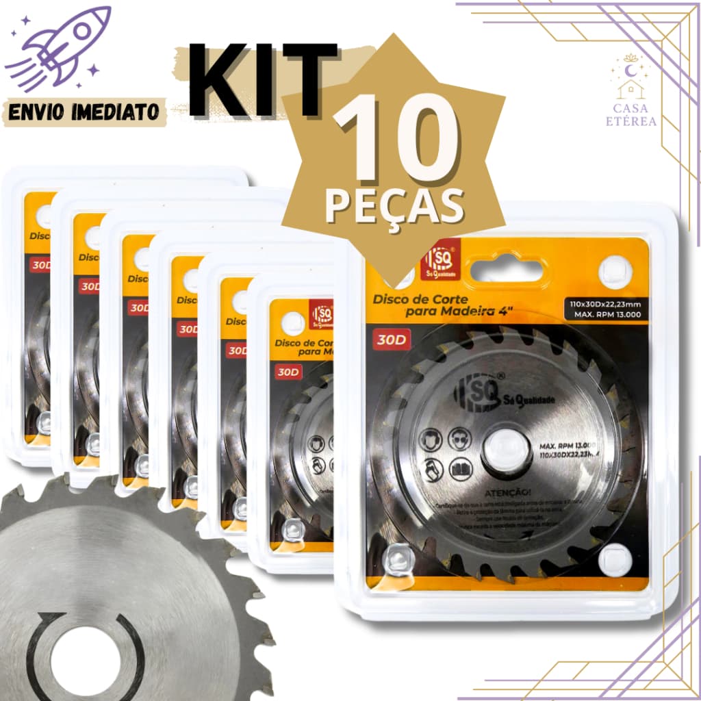 Kit 10 Disco Corte Madeira 30 Dentes 110x22,23mm Serra Circular 4" Esmerilhadeira Makita Profissional