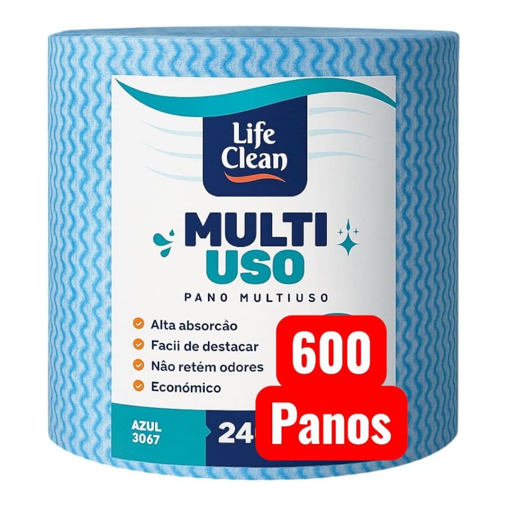 600 Unidades Pano Perfex Multiuso Rolo de Limpeza 20x40cm Azul 240 Metros