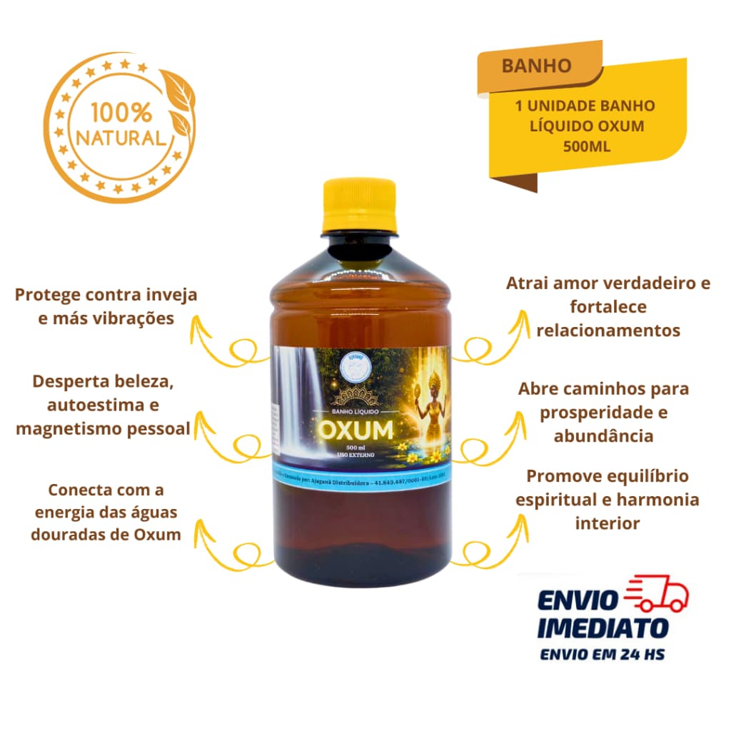 Banho Líquido Oxum 500ml Amor Proteção Prosperidade e Limpeza Espiritual