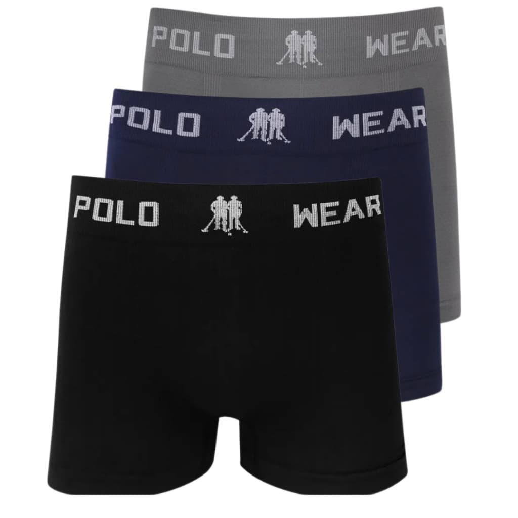 Kit 3 Cuecas Boxer Polo Wear Original Microfibra Masculina Sem Costura