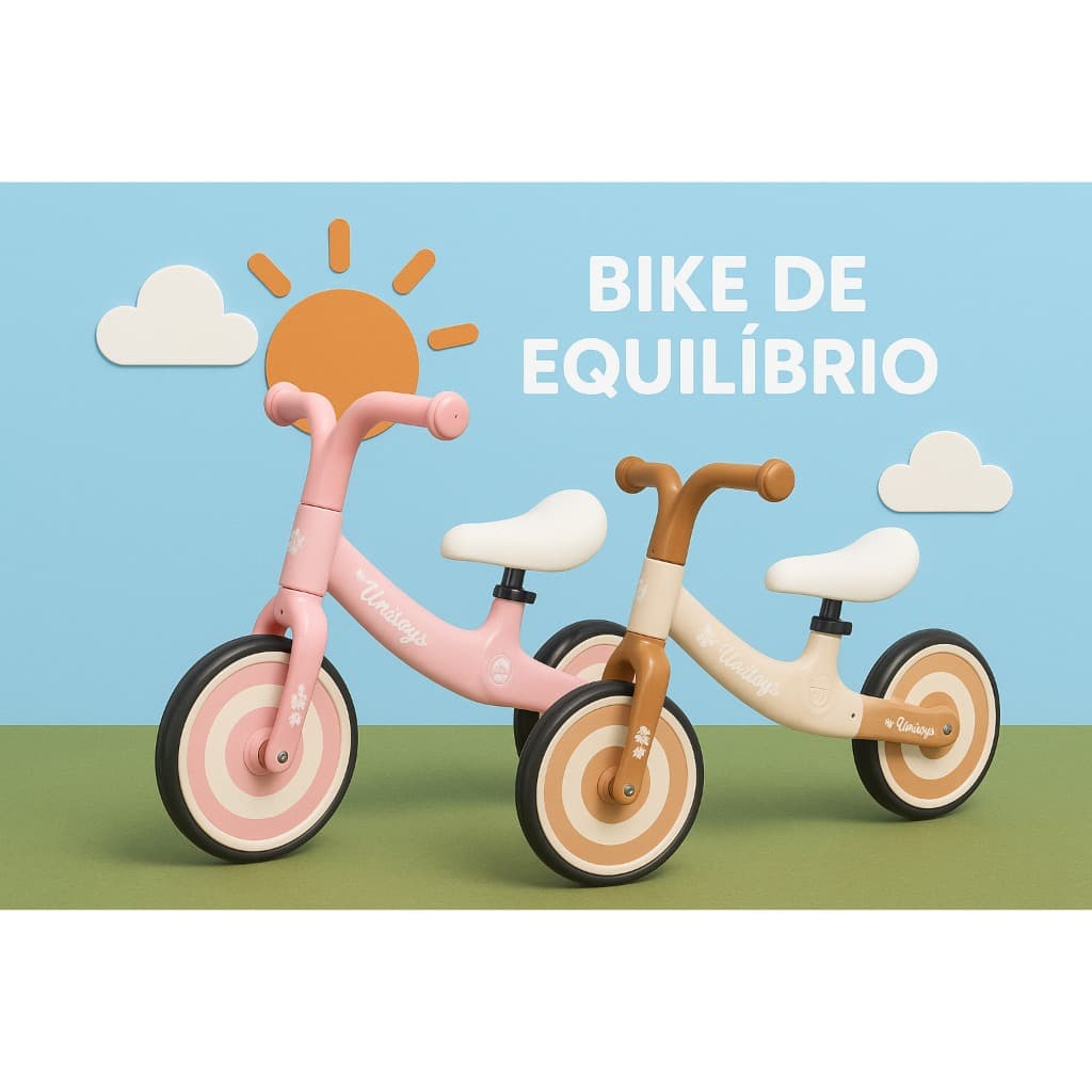 Bicicleta de Equilíbrio sem Pedal Kids para crianças de 02 a 05 anos - Rosa ou Marrom