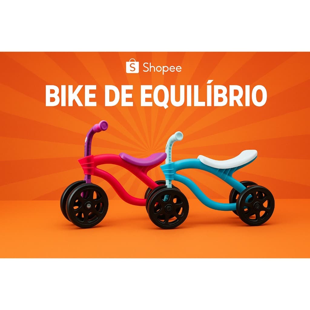 Bicicleta De Equilíbrio Infantil Futurista Sem Pedal 4 Rodas - Rosa ou Azul