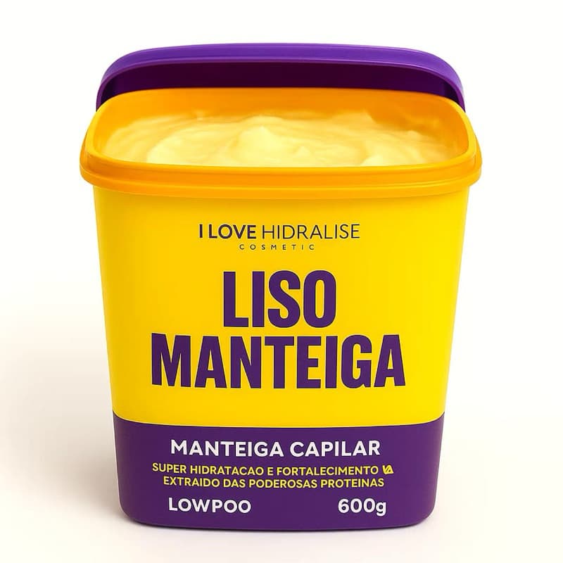 Manteiga Capilar Liso Hidralise 600g Hidratação Capilar, Nutrição, Brilho, Força e Redução do Frizz