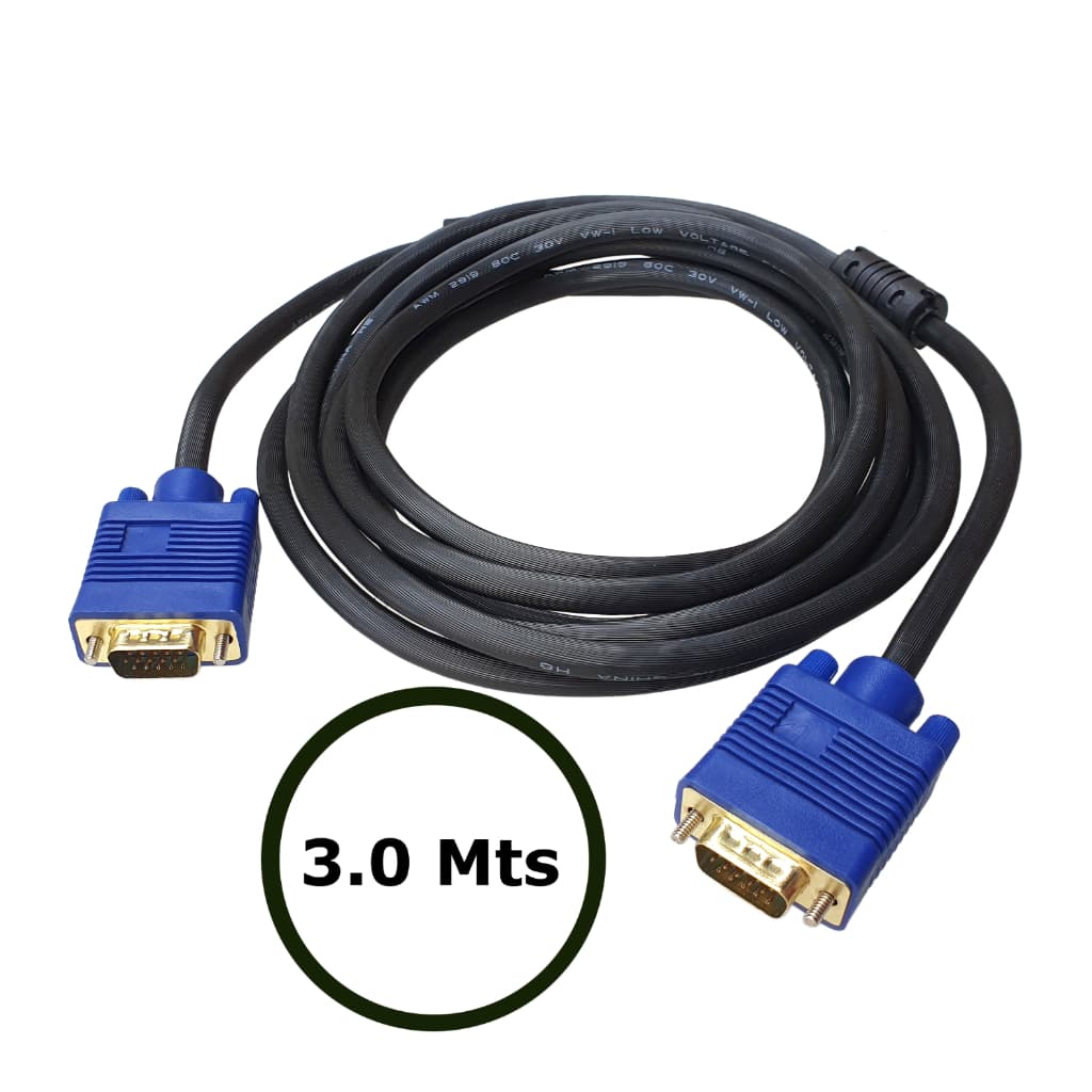 Cabo Vga/ Vga 3Mts. Para Pc, Notebook, Monitor, Projetor e outros