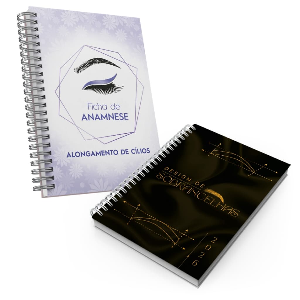 Kit Agenda Designer sobrancelha ficha anamnese alongamento
