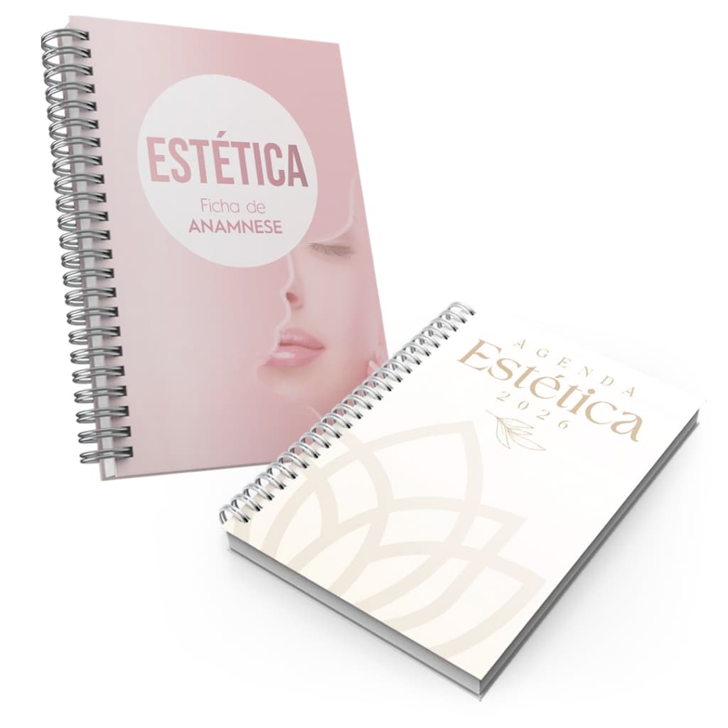 Kit Agenda Estética ficha anamnese estética facial capa dura