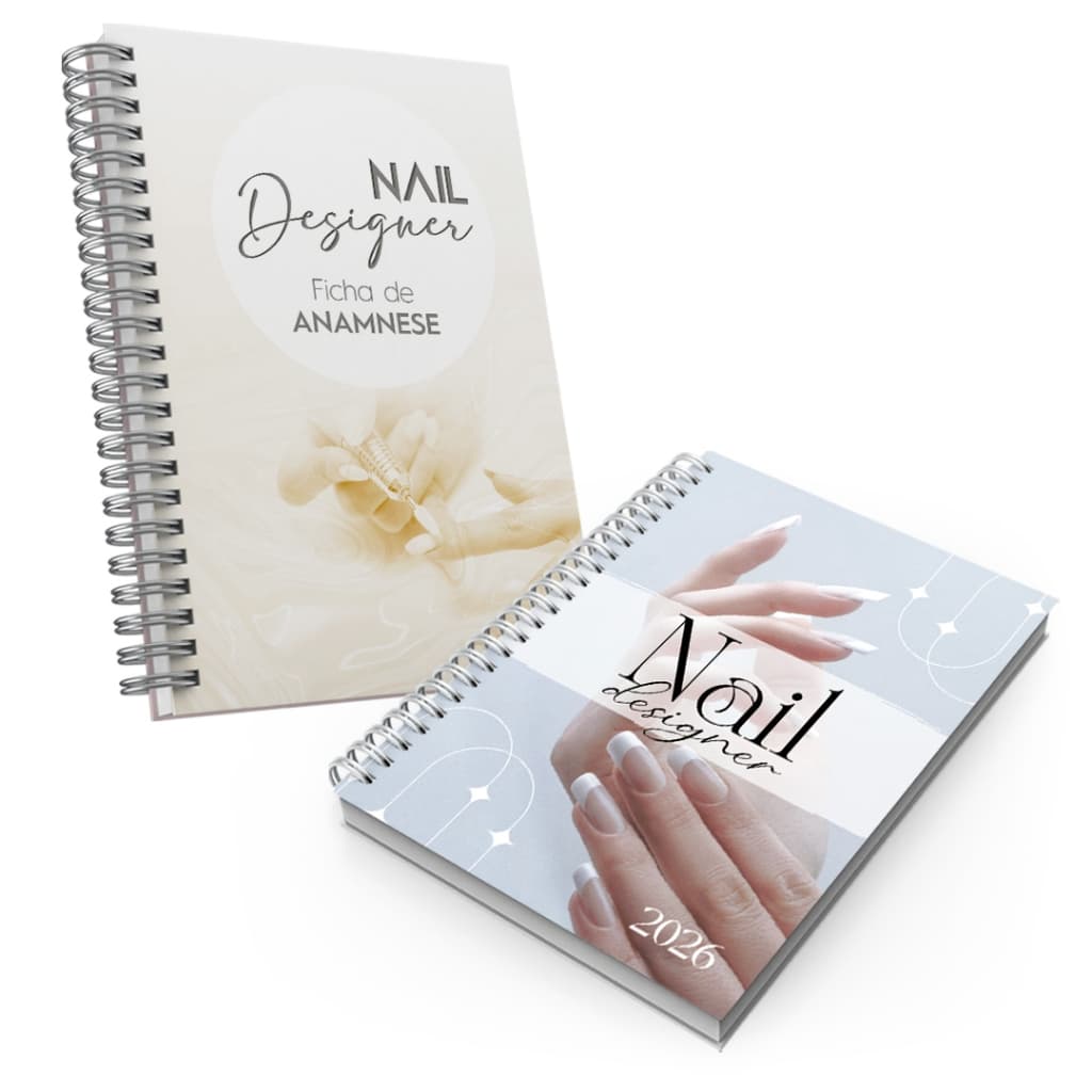Kit Agenda Designer de Unhas ficha anamnese alongamento unha