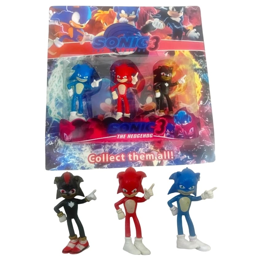 Kit Sonic 3 Bonecos Coleção Brinquedo Infantil