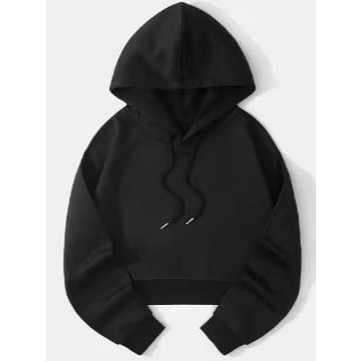 Moletom Croppet Feminino Versatil Liso Sem Estampa Com Capuz