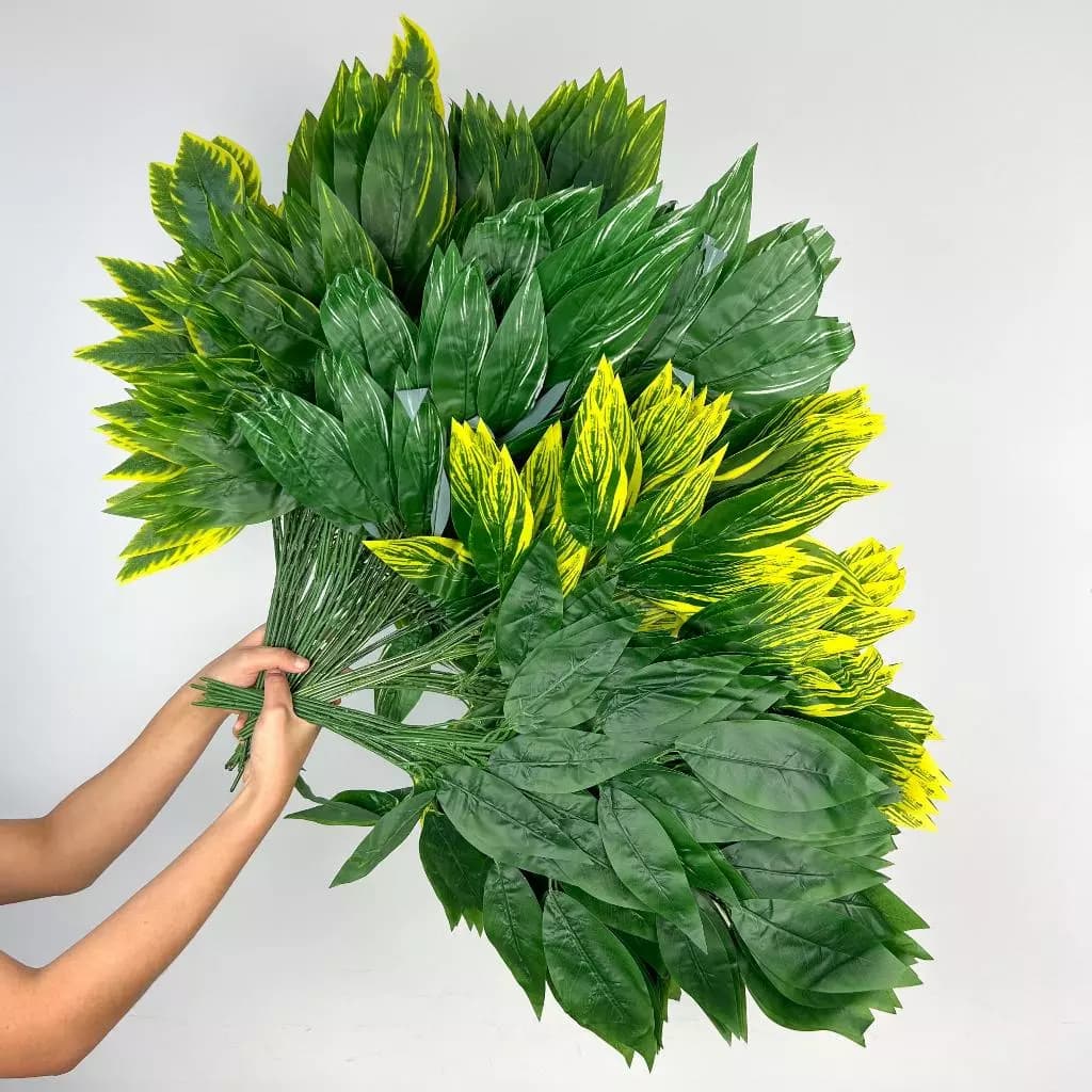 Kit 10 Folhagens Artificiais 60 cm Verde Realista para Decoração de Casa e Eventos - BH802321