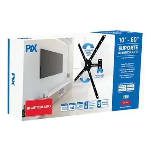 Suporte Tv E Monitores Bi-articulado 10 A 60 Preto Px-10
