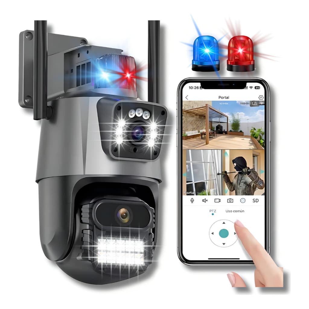 Camera Segurança Externa Lente Dupla 4k 6mp Sirene Policial Sensor de Movimento App Yoosee Ou icsee
