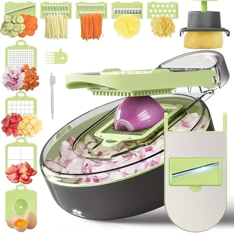 Cortador Ralador Fatiador Multifuncional de Vegetais Legumes Redondo Laminas Cozinha Casa - 15 Peças