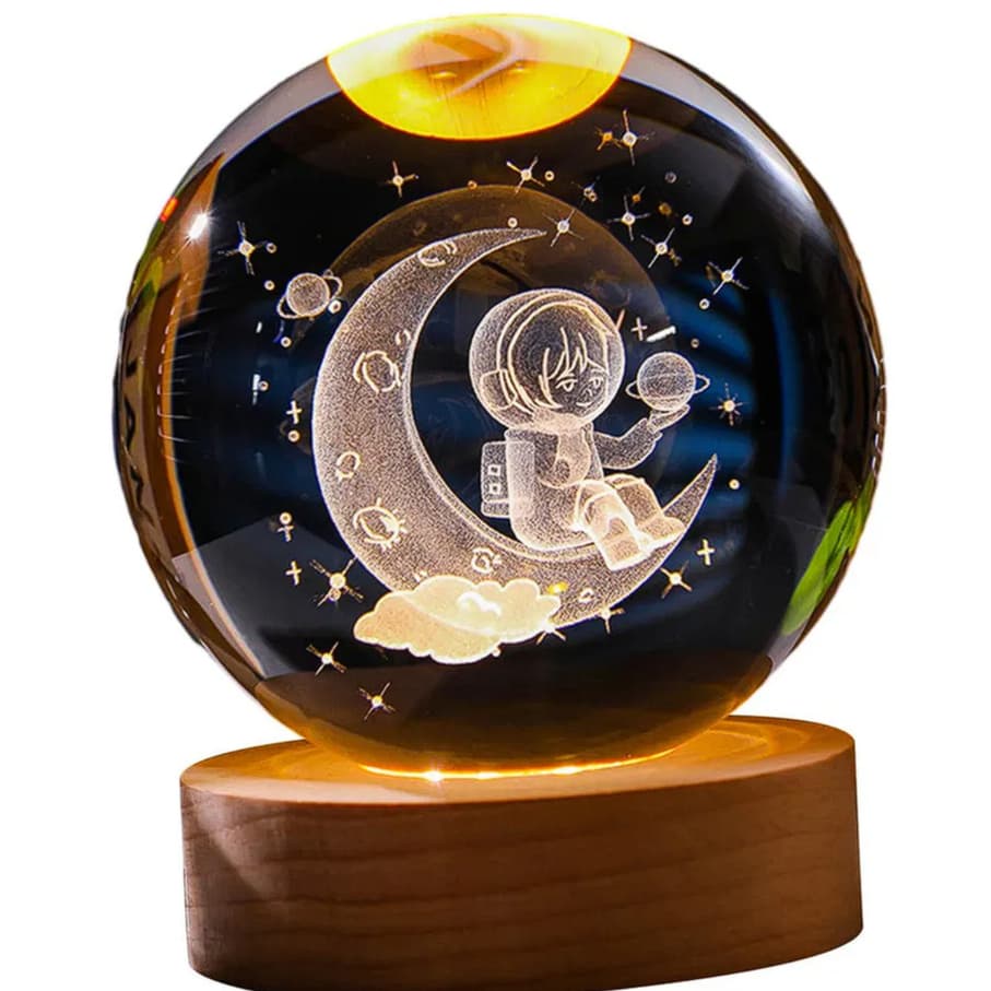 Luminária Bola de Cristal 3D Decorativo LED + CABO USB