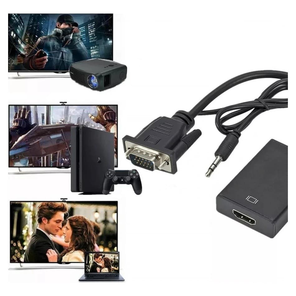Conversor Adaptador VGA para HDMI PC/TV Com AUDIO