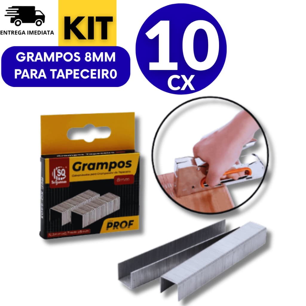 Grampo para Grampeador Tapeceiro 8mm Galvanizado Reforçado Madeira Estofado Grampos Industriais
