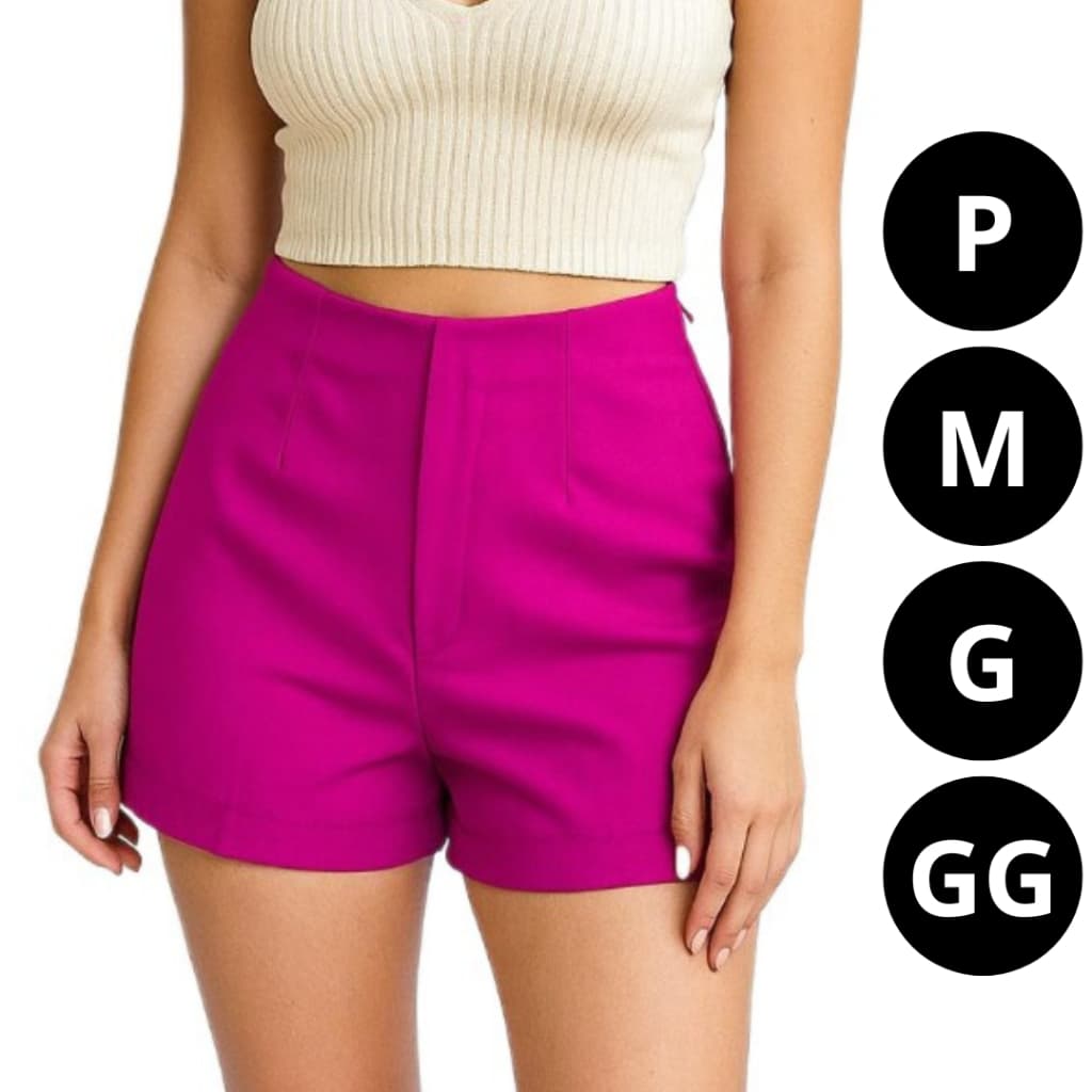 Short Alfaiataria Feminino Cintura Alta com Zíper Lateral – Elegante, Confortável e Estilo Sofisticado