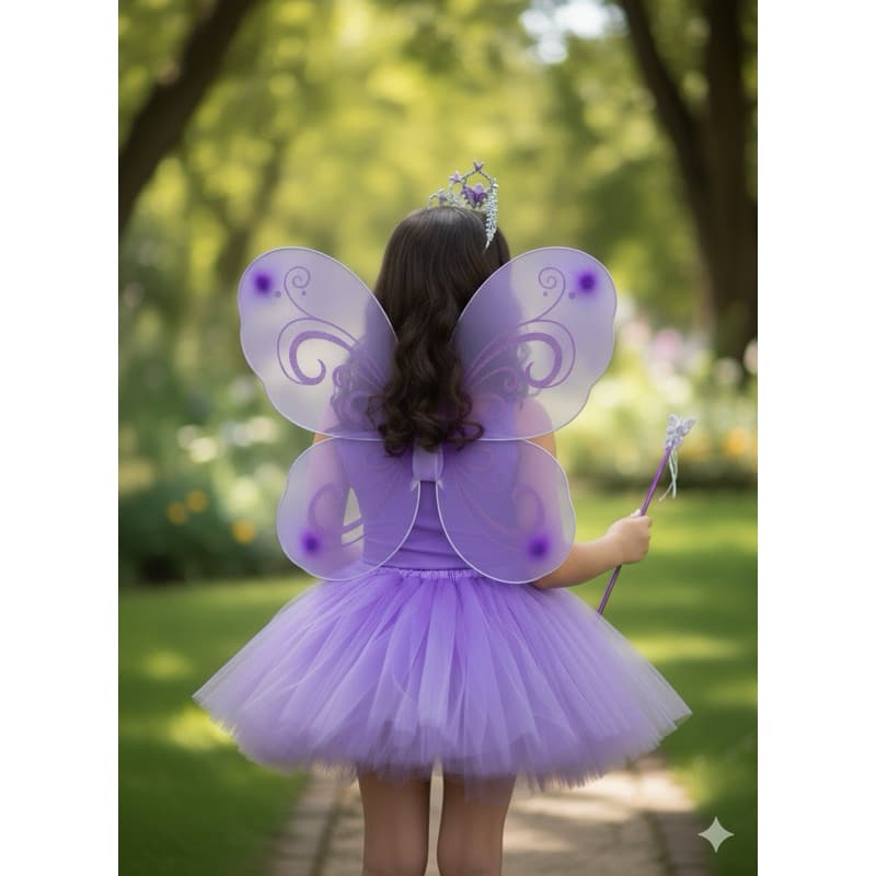 Fantasia Fada - Borboleta -  Carnaval Bailarina Adulta Kit - Saia de Tule - Asa - Tiara - Varinha de Condão