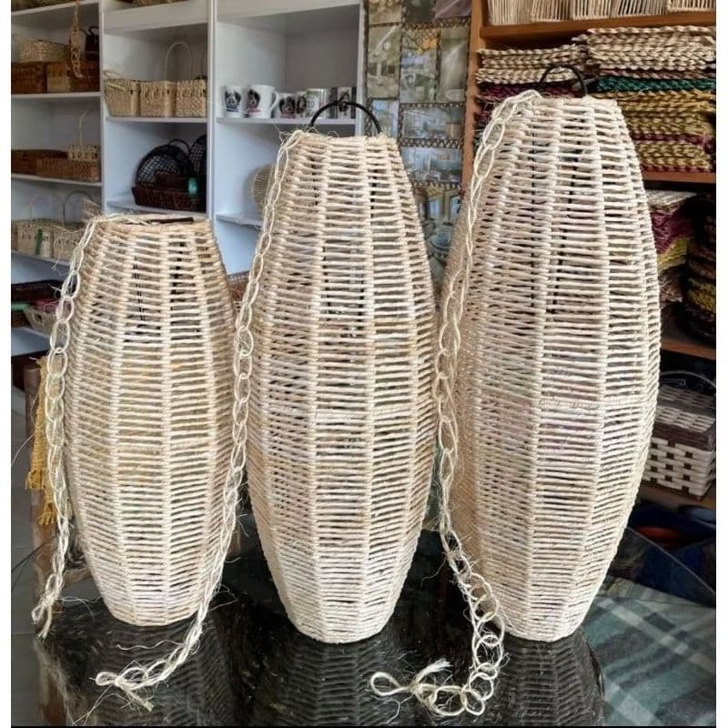 Pendente lustre de Palha de Milho BALA casa sala quarto ACOMPANHA KIT INSTALAÇÃO