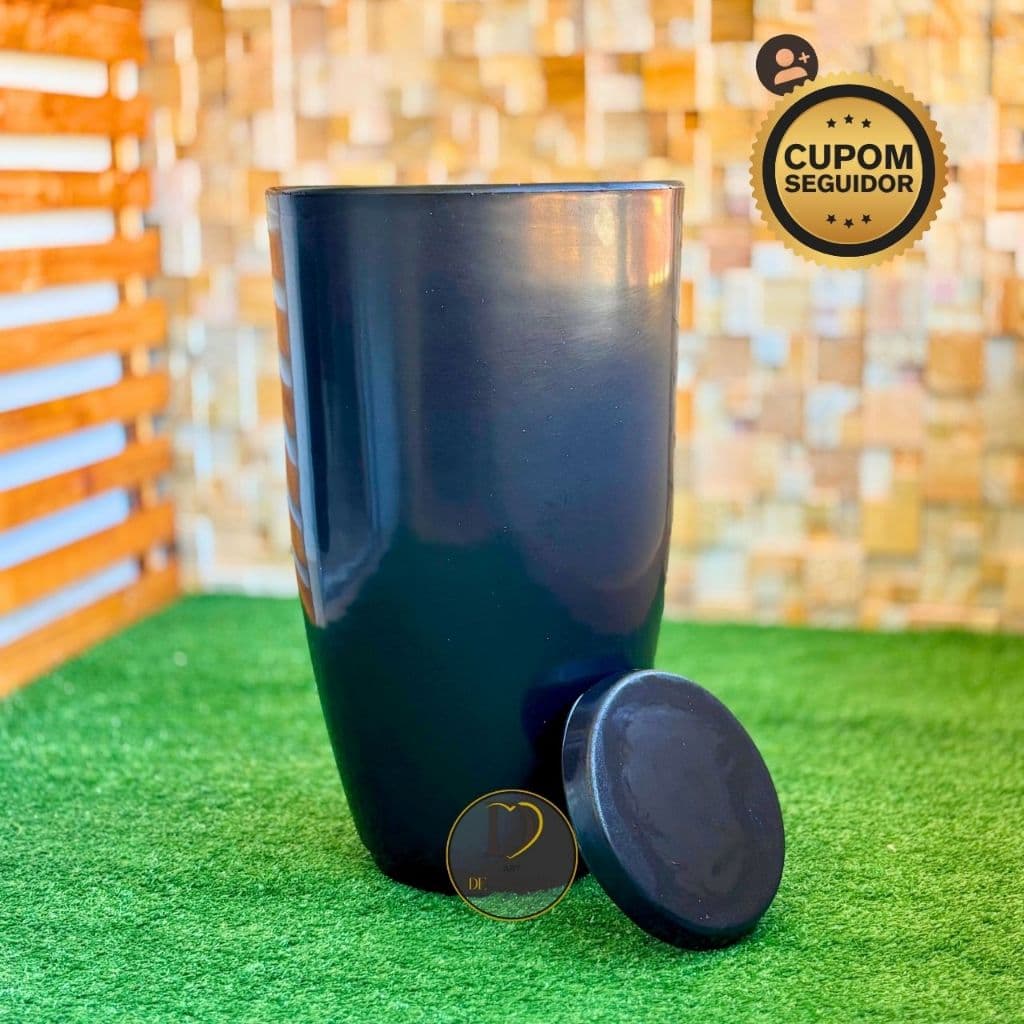 Vaso de Planta Grande Ibiza P Marmorizado 50cm c/ Prato Polietileno Premium Jardim, Sala, Varanda