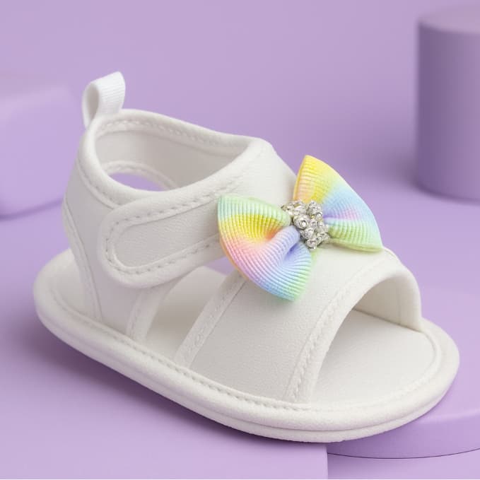 Sandália Infantil Feminina Bebê Lançamento Com Lacinho Batizado Festas Promoção