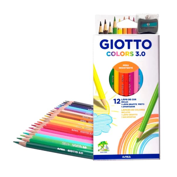 Lápis de Cor Giotto Colors 3.0 12, 24 ou 36 Cores.