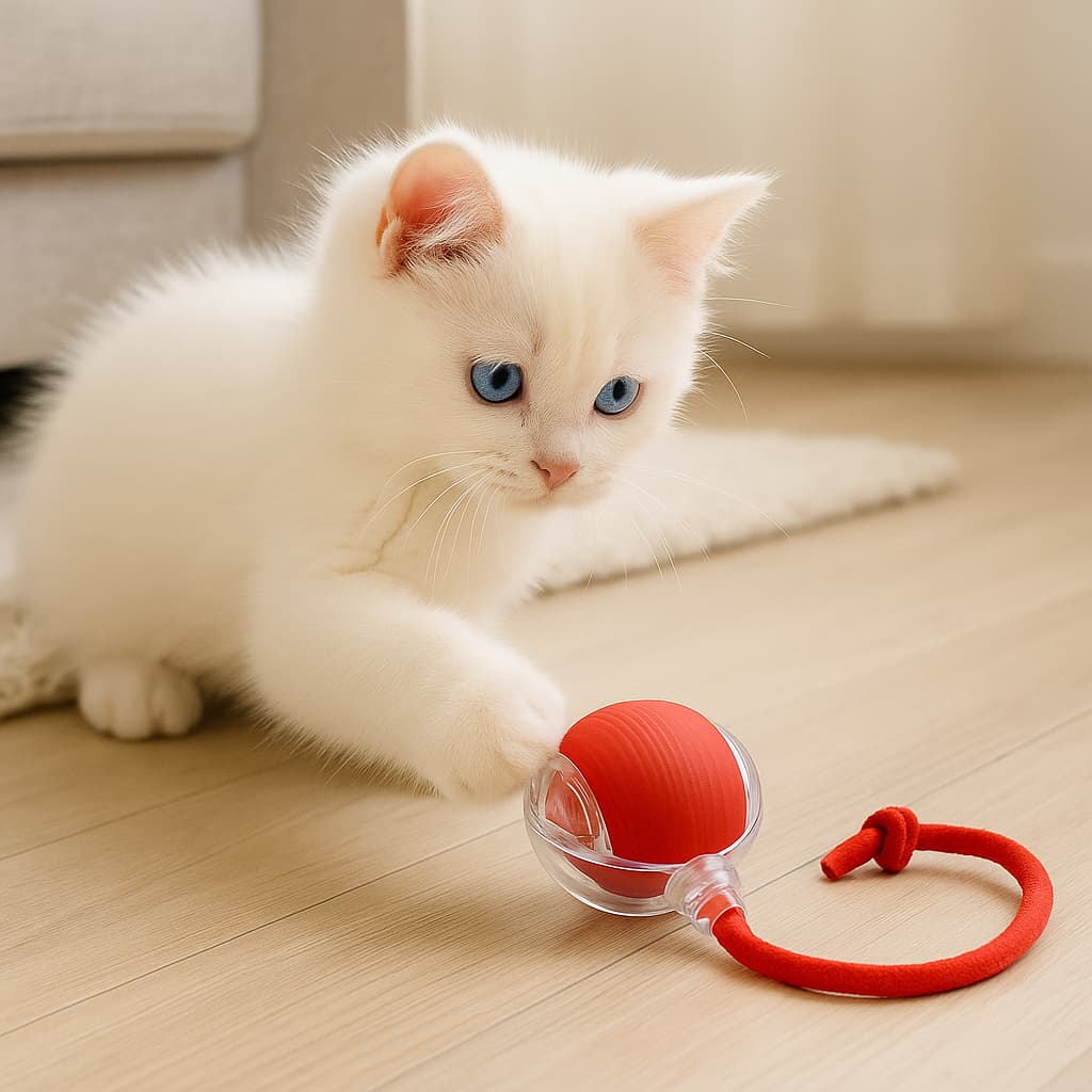 Brinquedo de Gato – Bola de Rolamento Automática com Cauda Falsa Recarregável