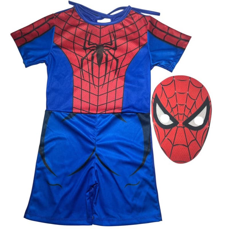Roupa Infantil Fantasia Aniversário Homem Aranha Mascara 3D