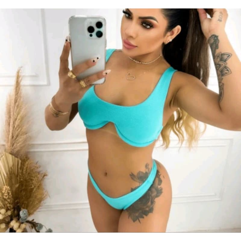 promoção biquíni maiô feminino com tecido Ana ruga lançamento de verão