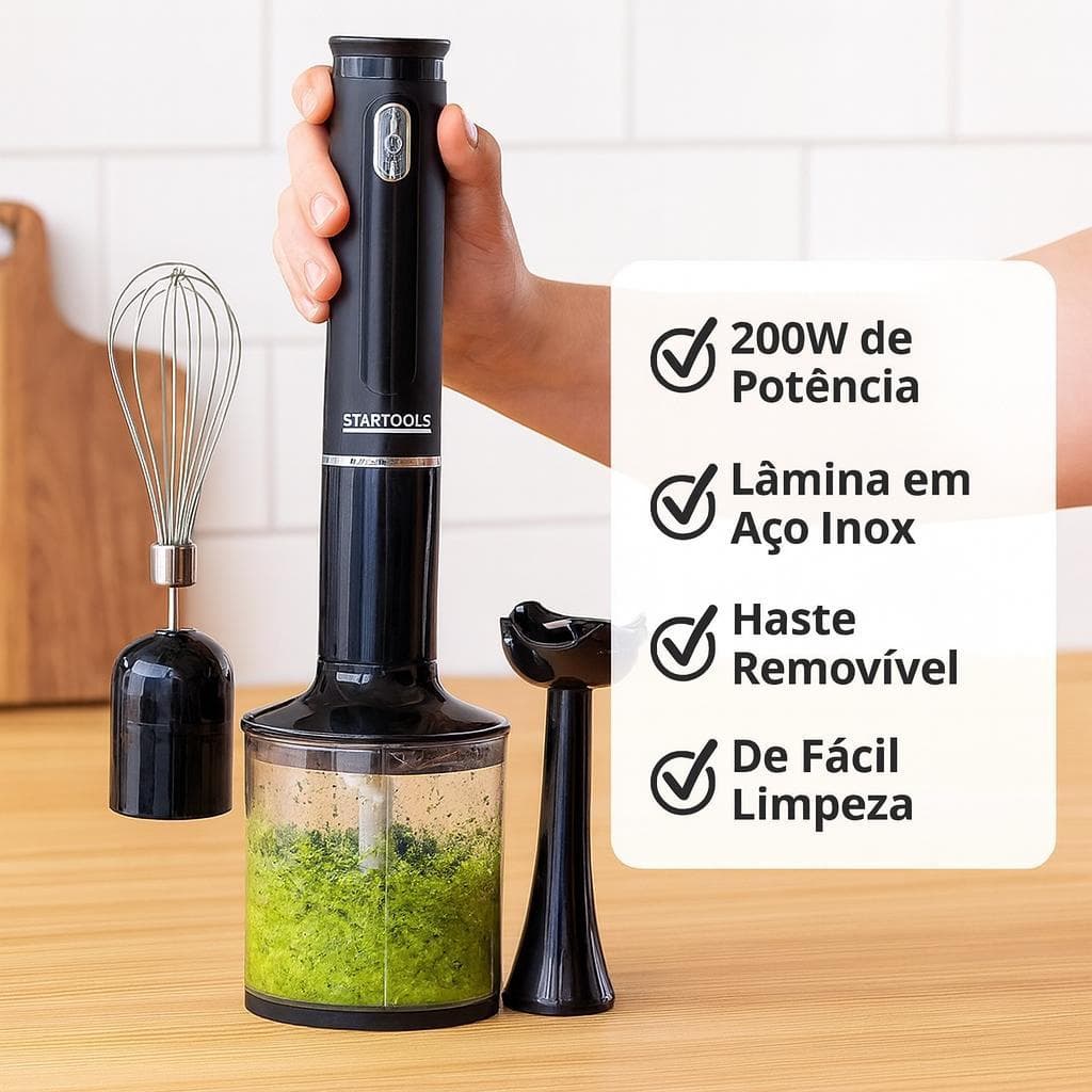 kit Mixer Processador batedor triturador alimentos 3 em 1 turbo multi função porta elétrico portátil