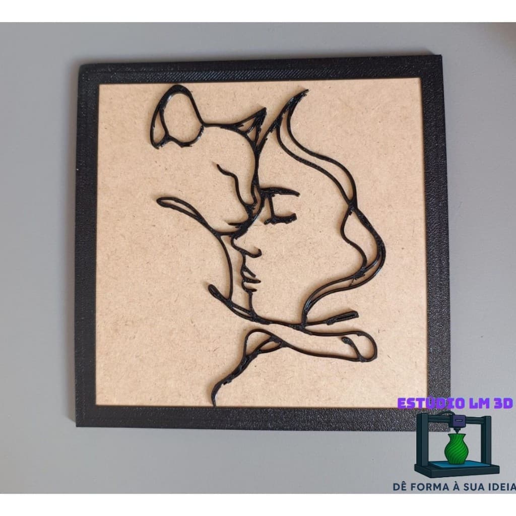 🐾  Quadro Decorativo com imagem de PET/Gato/Cat – MDF 3mm com Moldura | Arte Minimalista em 3D